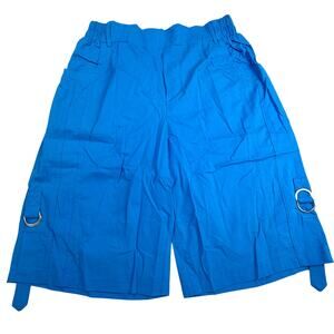 New in  Bag Women's Bright Blue Cargo Shorts Adjustable Length Elastic Waist